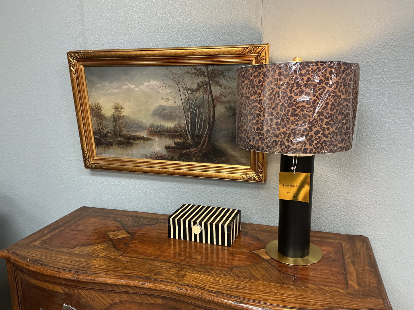 Christian Lacroix Metal Lamp w/Leopard Shade
