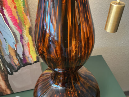 Tortoise Shell Glass Lamp w/Shade