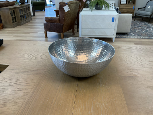 Silver Tone Hammered Metal Bowl