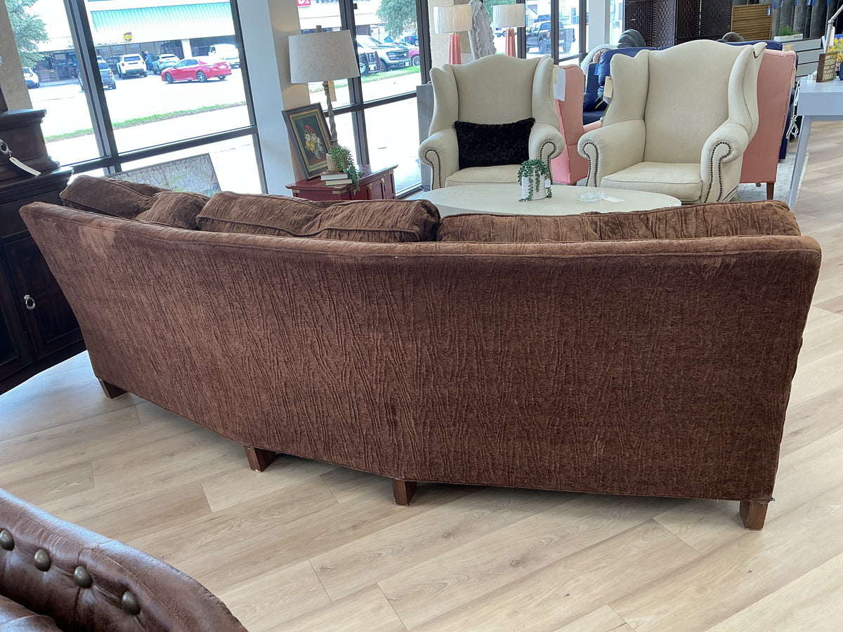 Brown Back Curved Upholstered Sofa