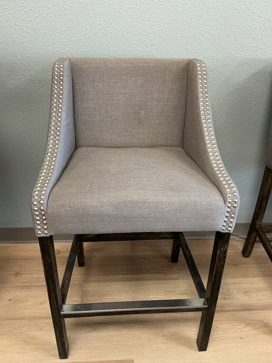 Curved Upholstered Bar Stool w/Nailheads