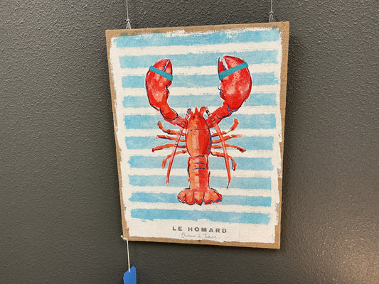 ‘Le Homard’ Lobster Plastered Burlap Wall Decor
