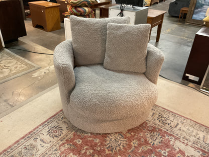 Boucle Oversized Round Swivel Chair