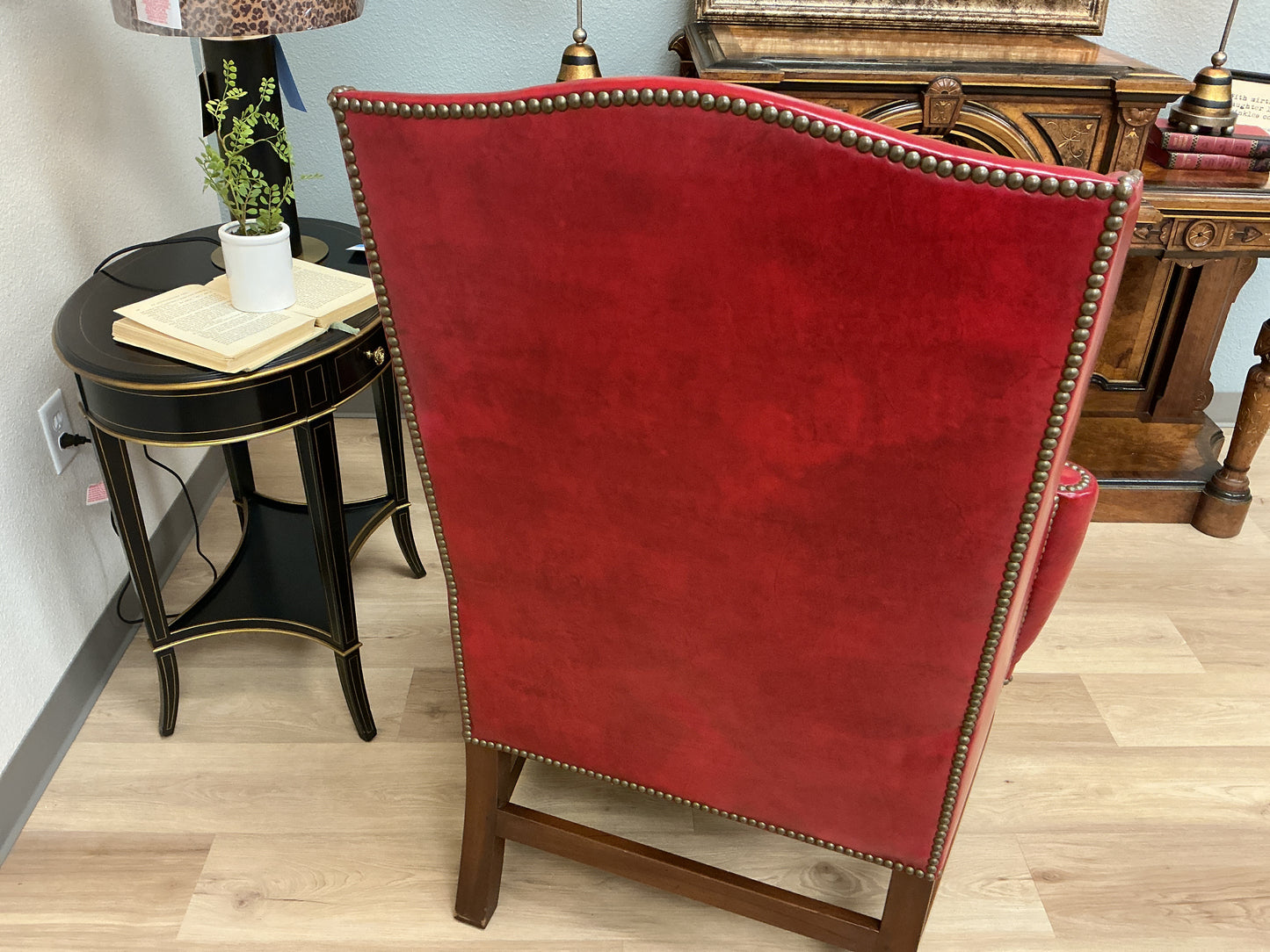 Authentic Kittinger Red Leather Wingback Chair