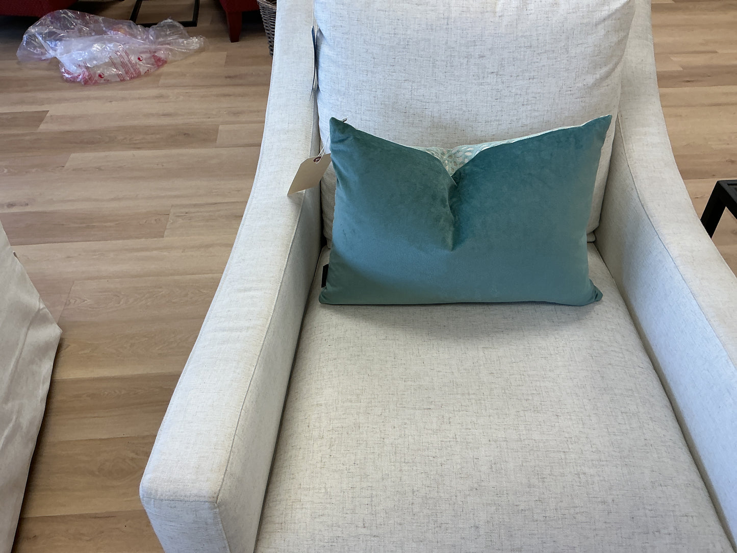 Sage Pebble Velvet Lumbar Pillow