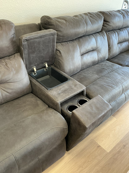 5pc Microfiber Electric Reclining Sectional w/Chaise