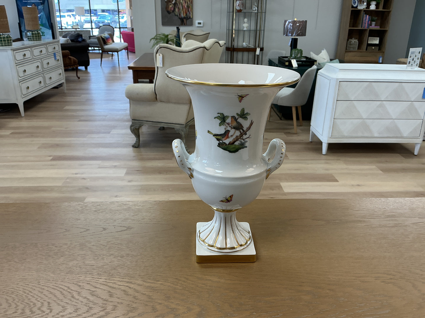 Vintage Herend Rothschild Bird Handled Urn Vase