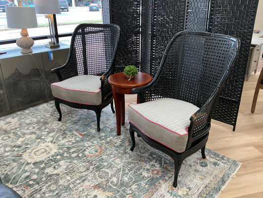Vintage Cane Back Chair w/Custom Upholstered Seat