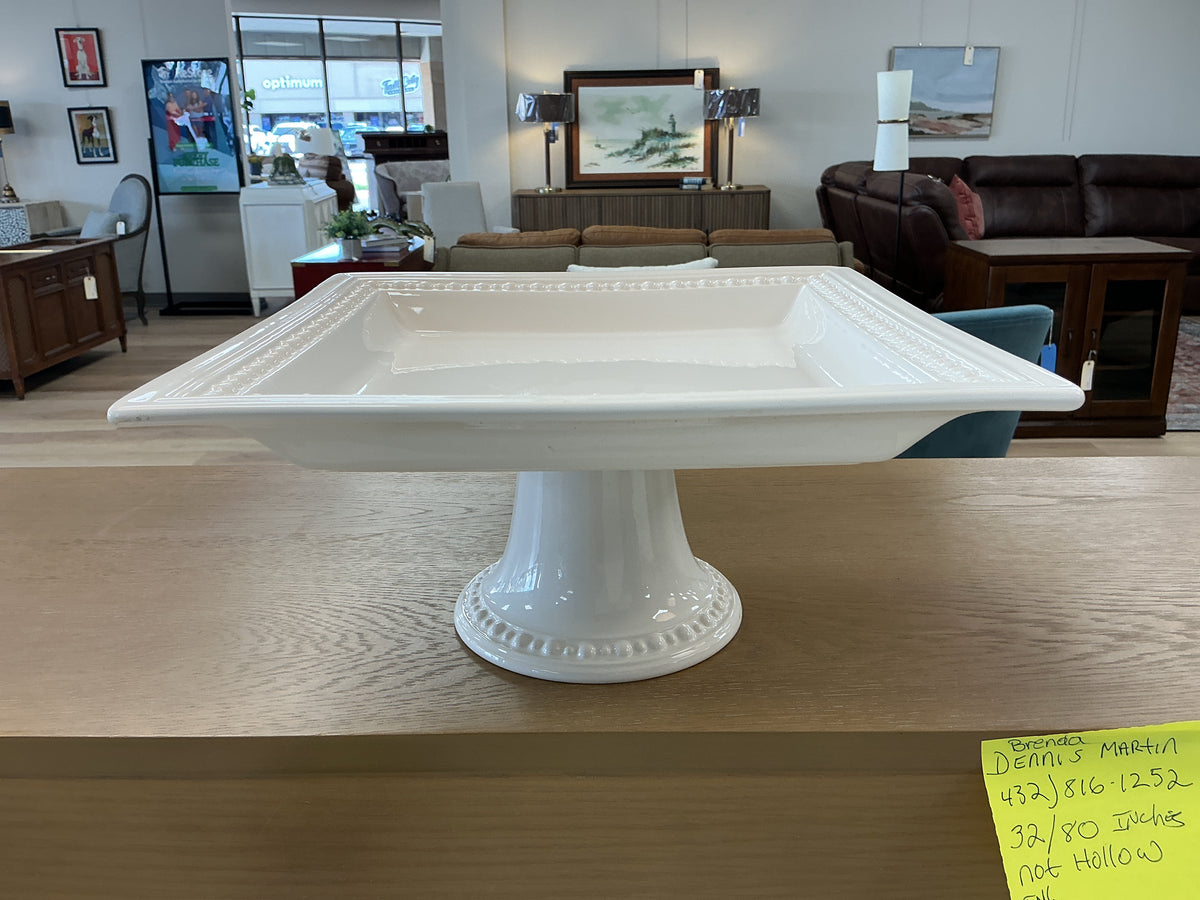 Vintage White Square Pedestal Cake Stand