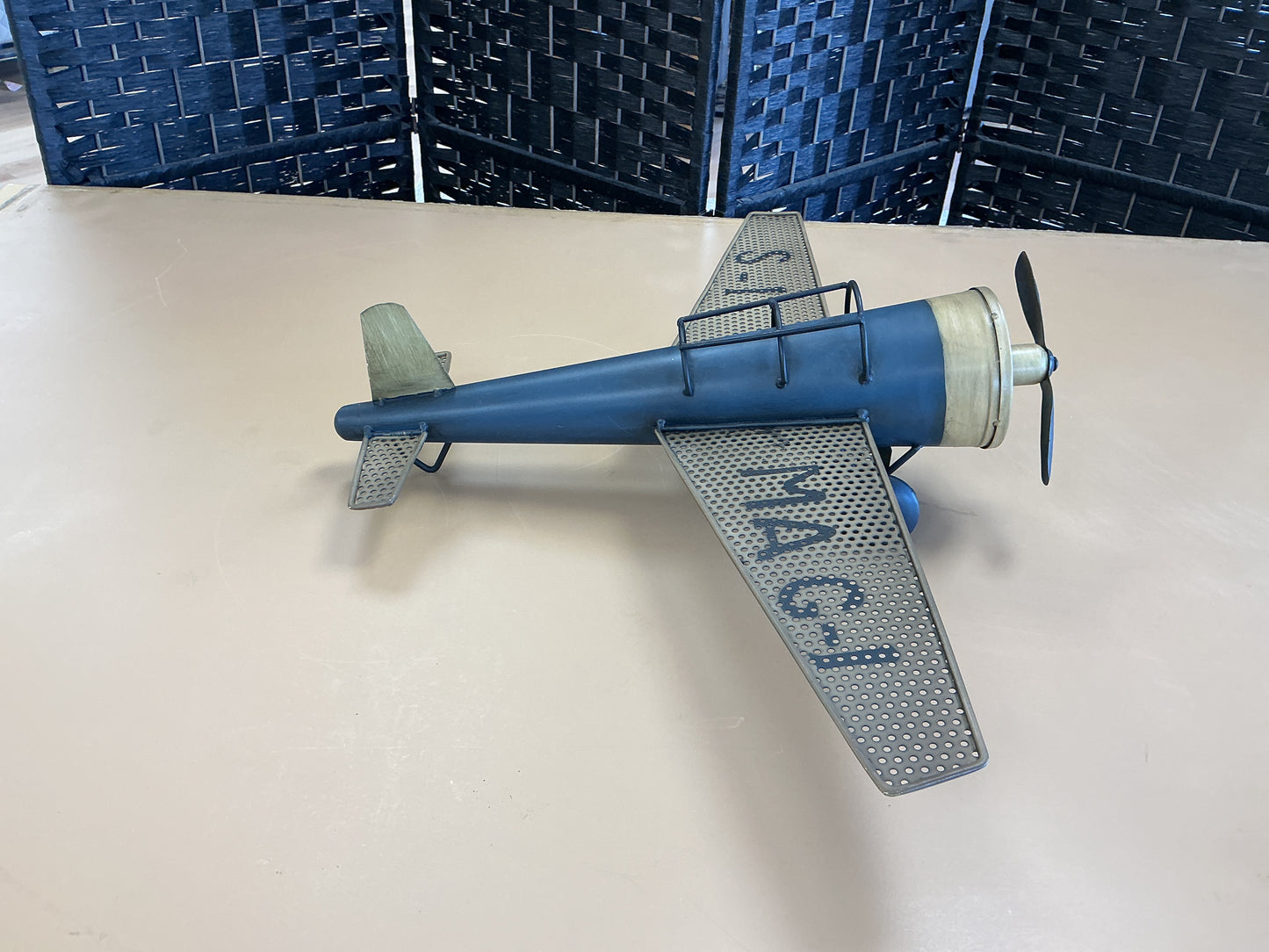Restoration Hardware Vintage Style Metal Airplane (Blue)