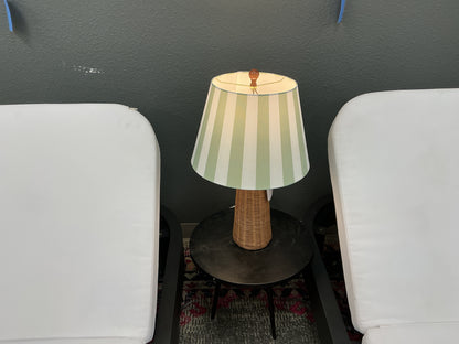 Wicker Lamp w/Striped Shade