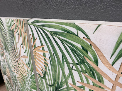 Carved Wood Palm Leaf Wall Panel Art (Set of 3)