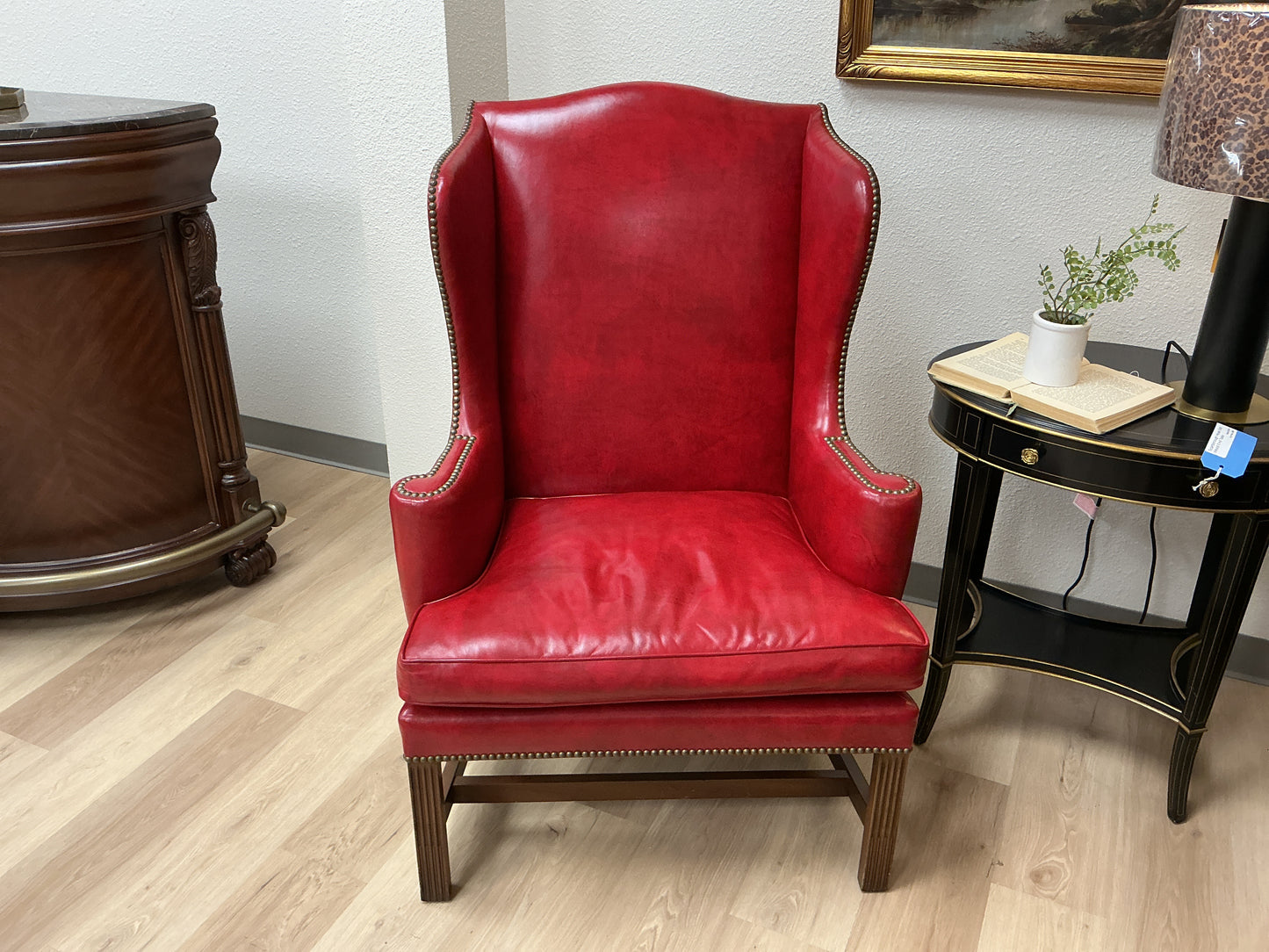 Authentic Kittinger Red Leather Wingback Chair