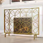 41” Iron Gold Single Panel Fireplace Screen