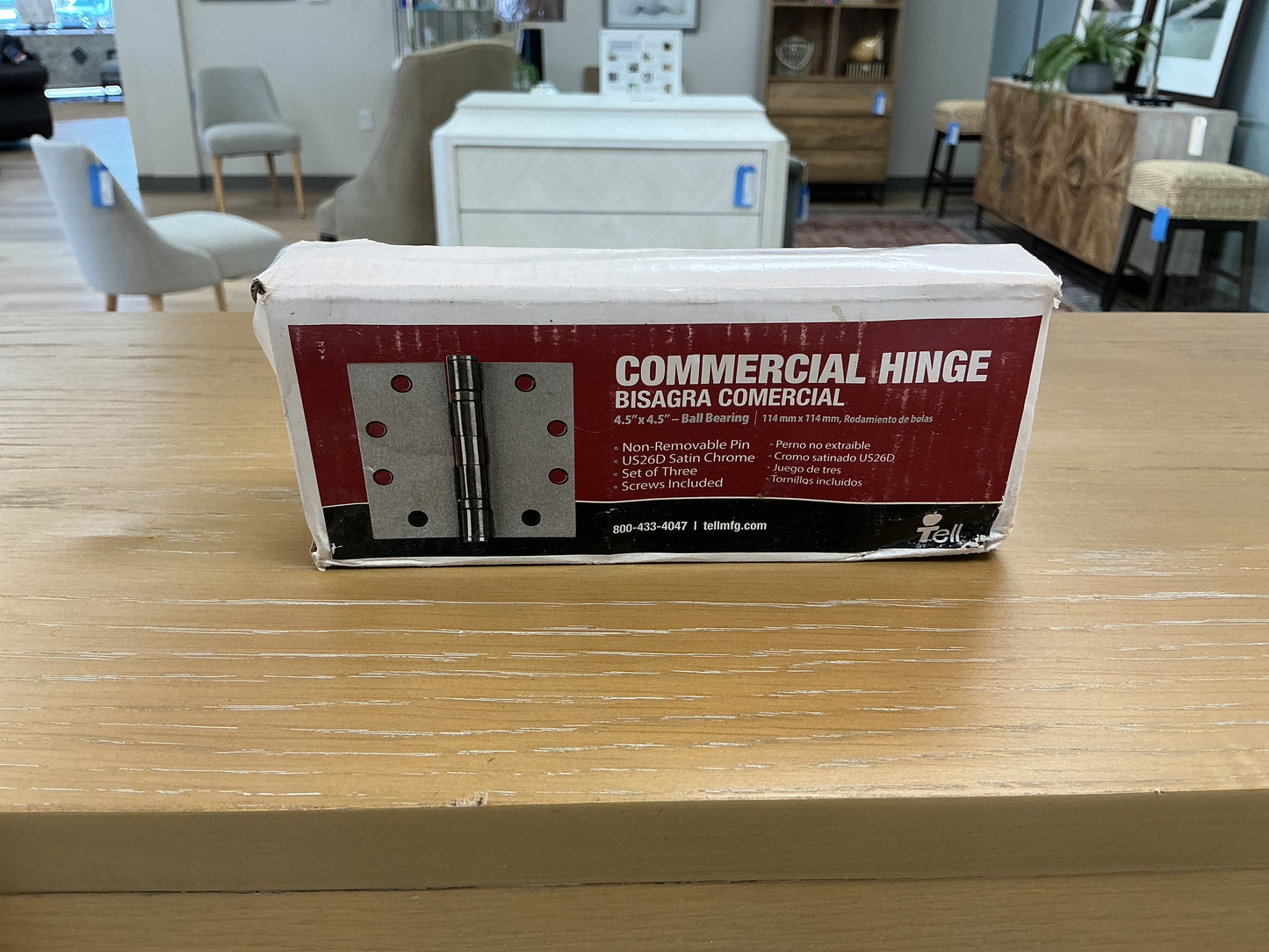 Commercial Hinge 4.5”x4.5” Satin Chrome Set of 3