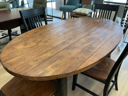 Rustic Farmhouse Oval Dining Table w/ 4 Highback Chairs