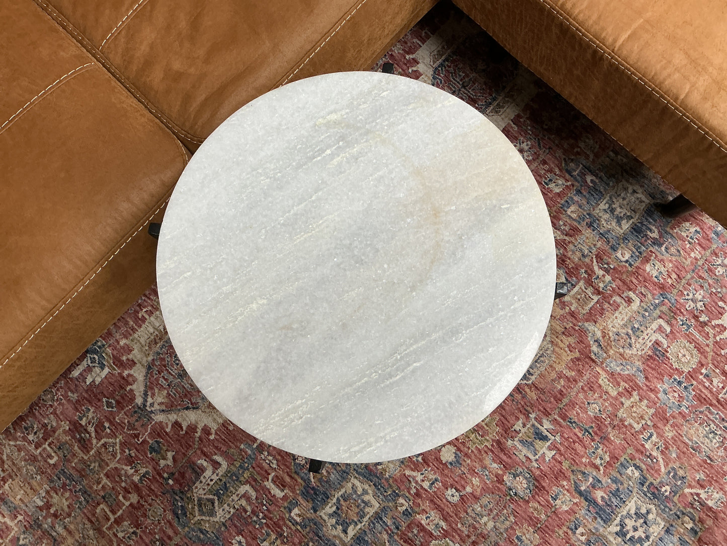 Marble Top Cocktail Table w/ Iron Base