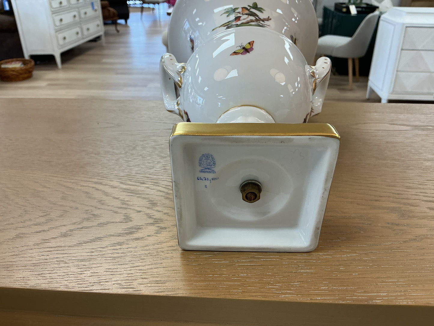 Vintage Herend Rothschild Bird Handled Urn Vase