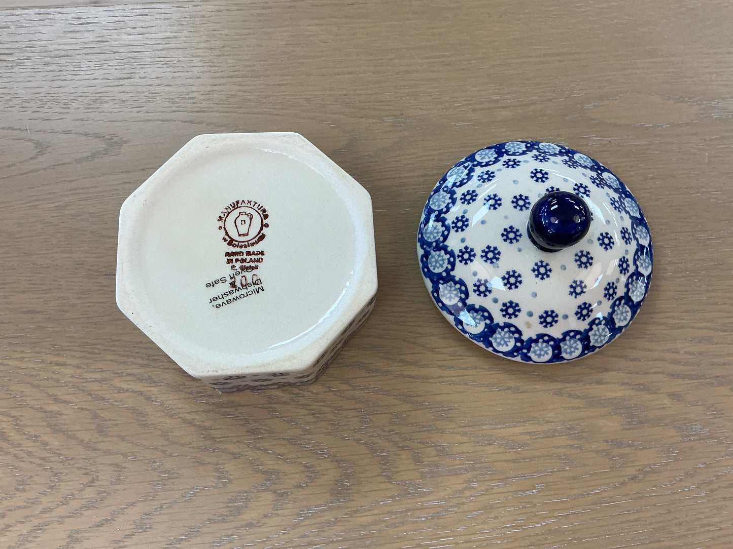 Vintage Polish Pottery Lidded Trinket Jar