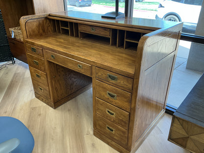 Classic Oak Roll Top Desk
