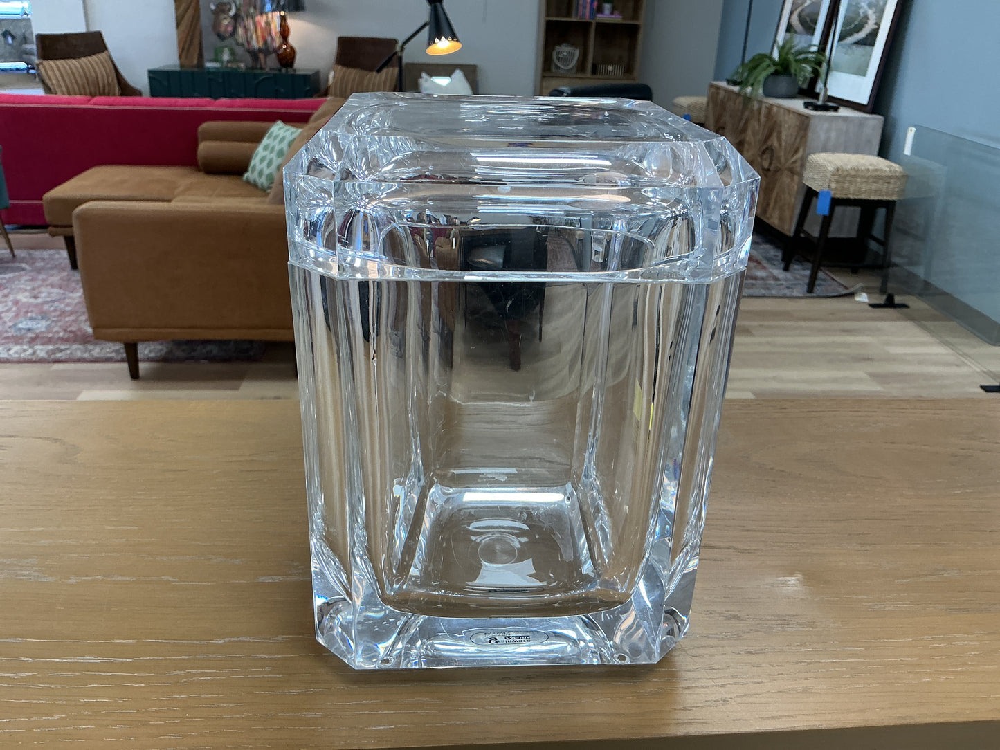Vintage Lucite Acrylic Ice Bucket Swivel Top