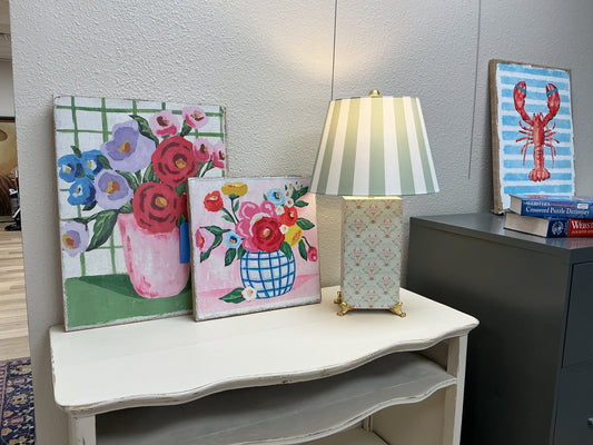 Shabby Chic Metal Lamp w/Custom Shade
