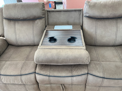 Tasso Motion Manual w/ 2 Recliners  w/Storage & USB