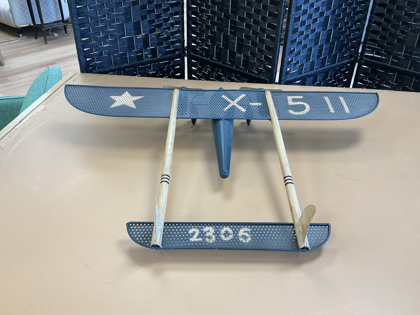 Restoration Hardware Vintage Style Metal Biplane