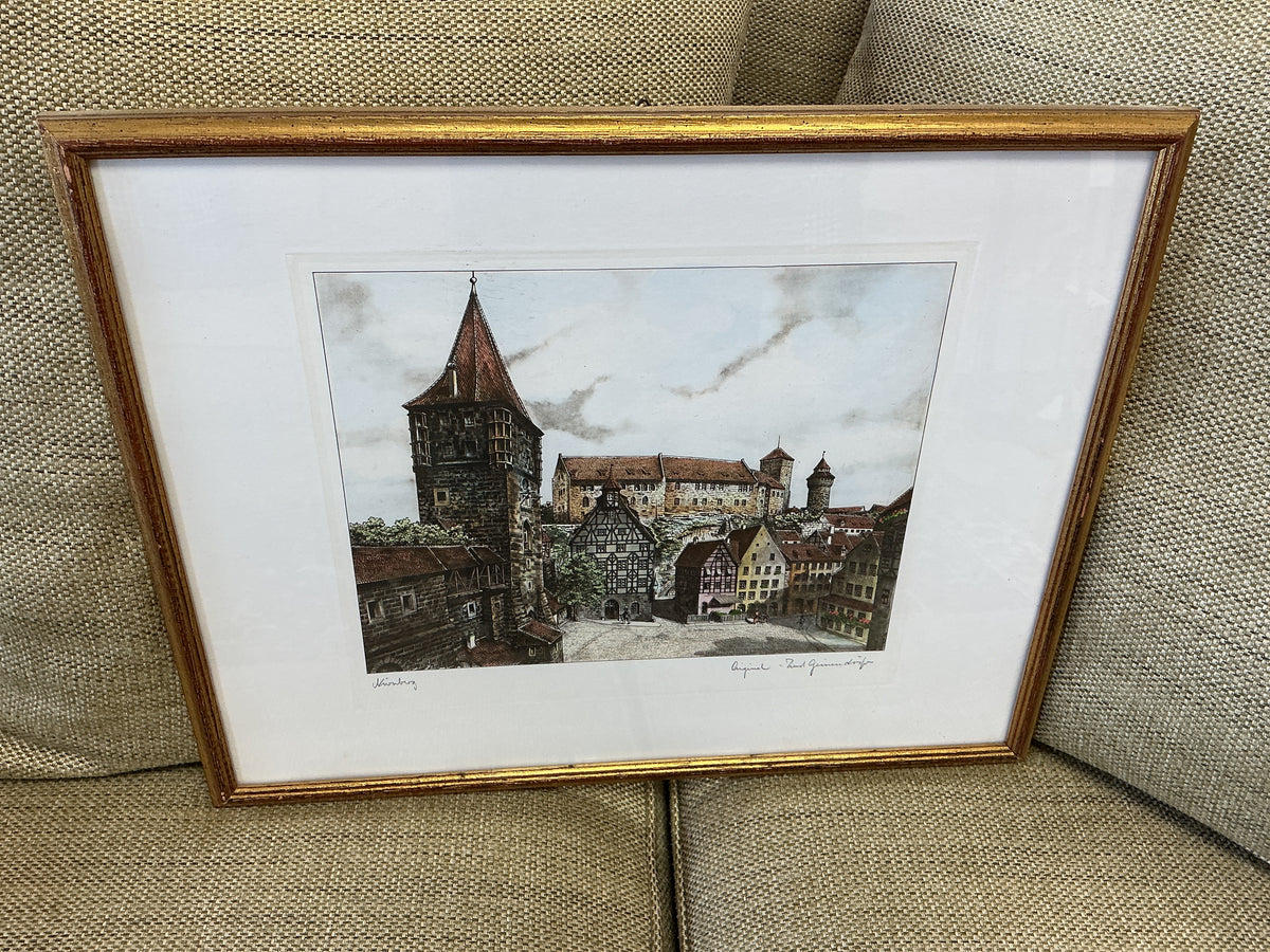 Vintage Original Signed Lithograph of Nuremberg