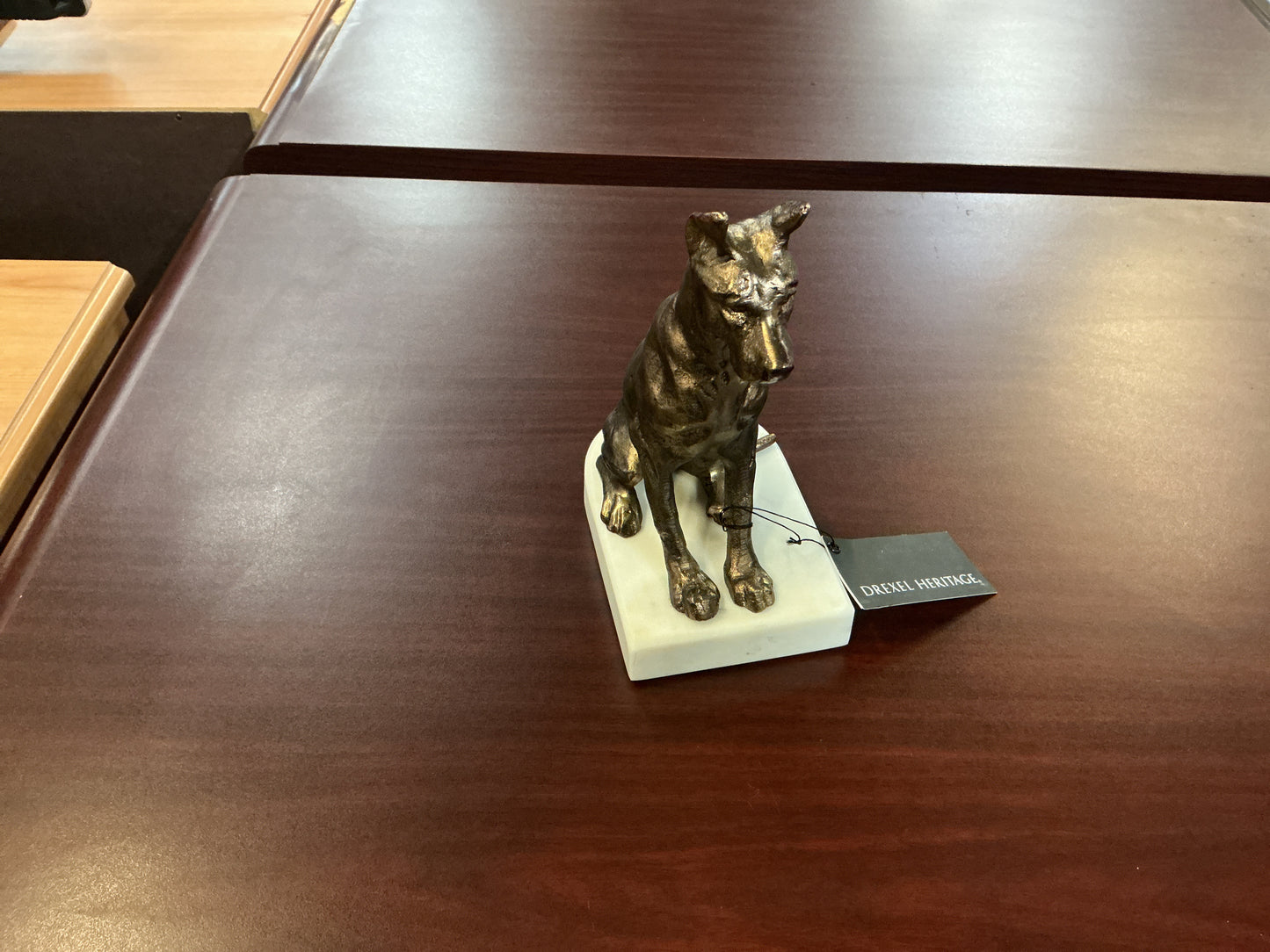 Bronze Great Dane Bookend on Marble Base