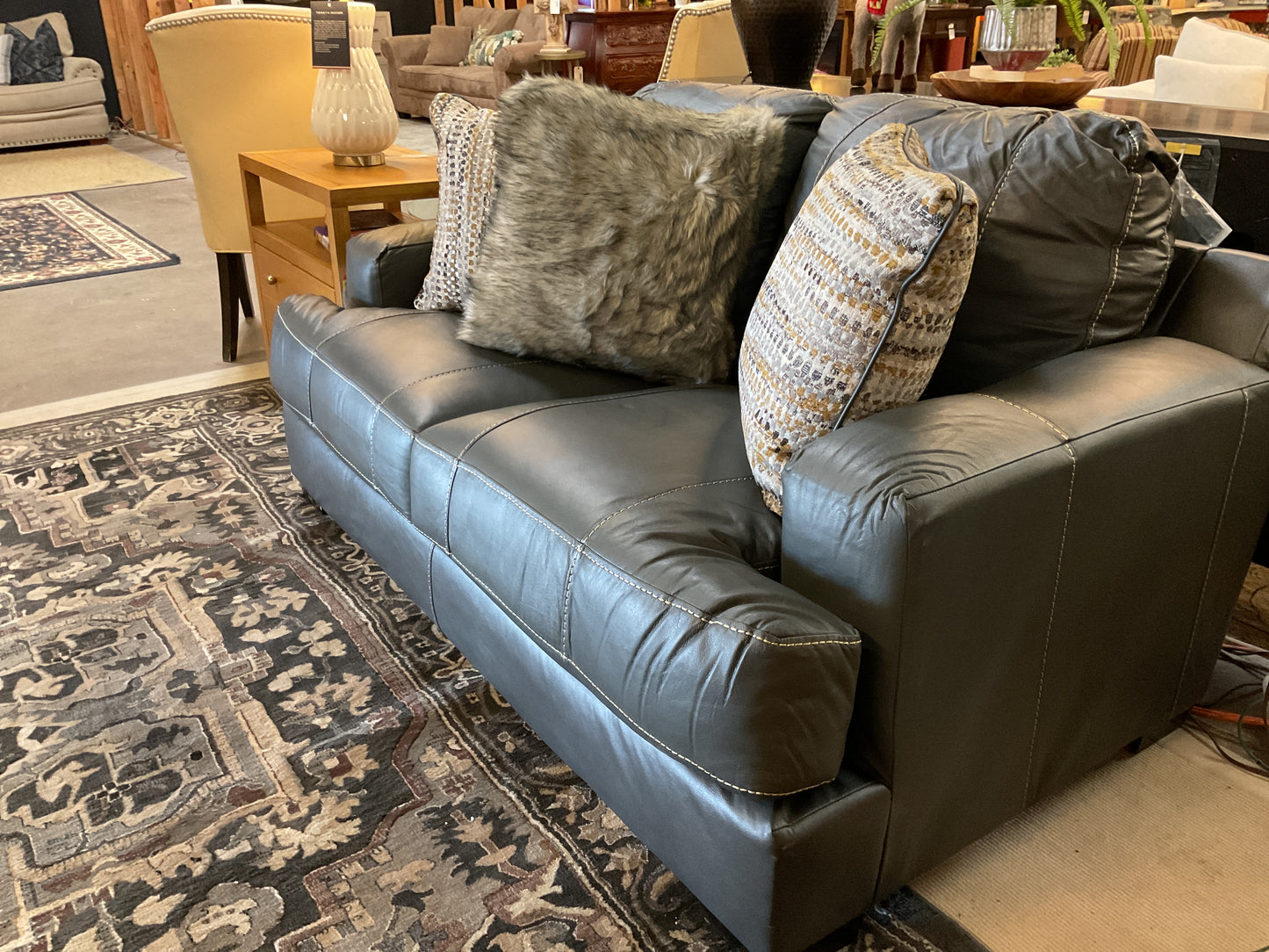 Arieyanna 67” Italian Leather Match Loveseat