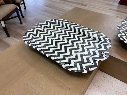 Decorative Footed Chevron Metal Tray