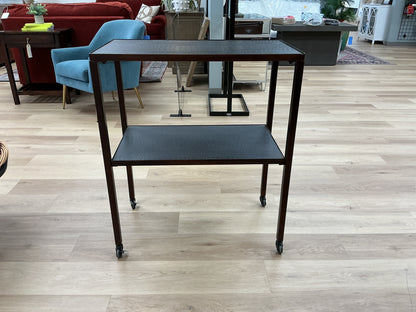 Two-Tier Rolling Utility Cart w/Dark Faux Leather