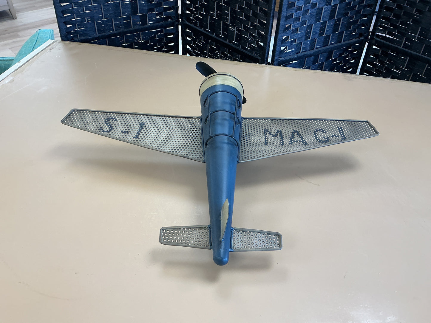 Restoration Hardware Vintage Style Metal Airplane (Blue)