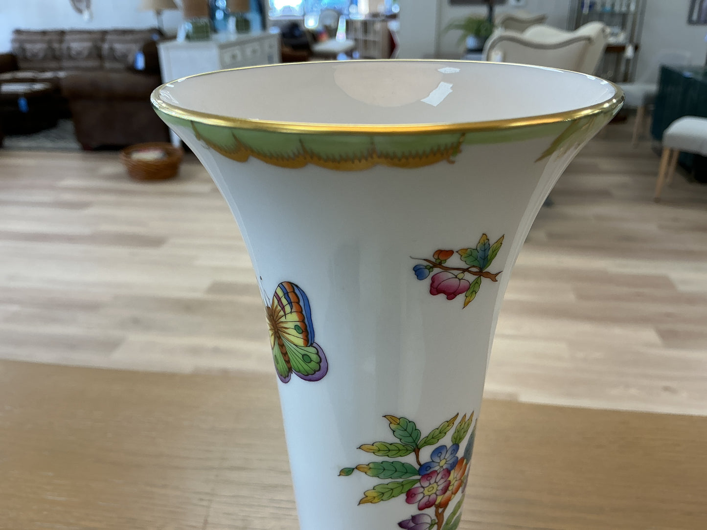 Vintage Hand Painted Trumpet Vase