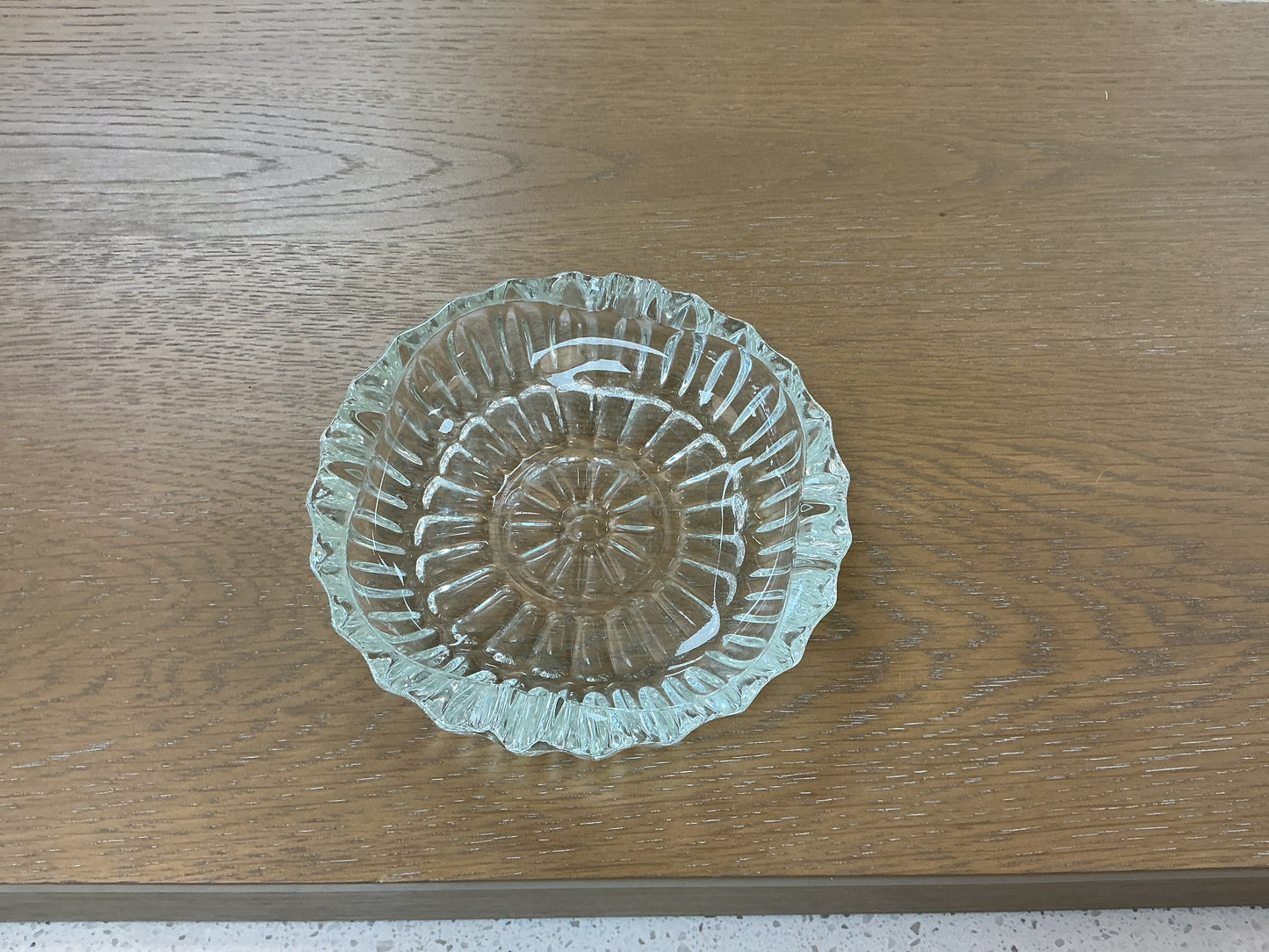 Vintage Glass Ashtray With Starburst Pattern