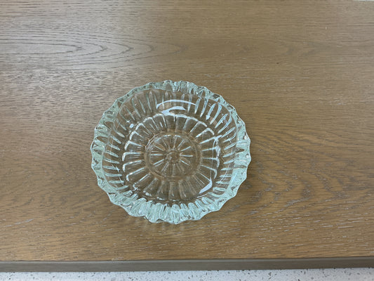 Vintage Glass Ashtray With Starburst Pattern