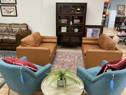 Faux Leather Square Arm Loveseat