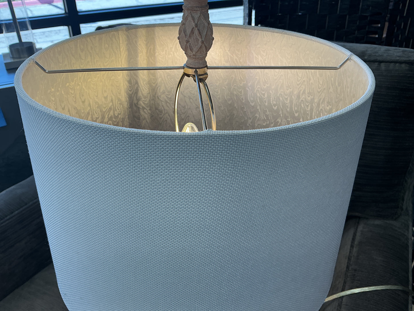 Textured Ceramic Lamp w/Linen Shade