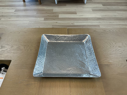 Silver Tone Hammered Square Platter