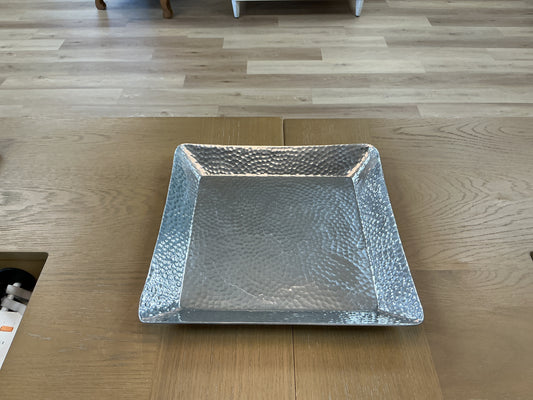 Silver Tone Hammered Square Platter