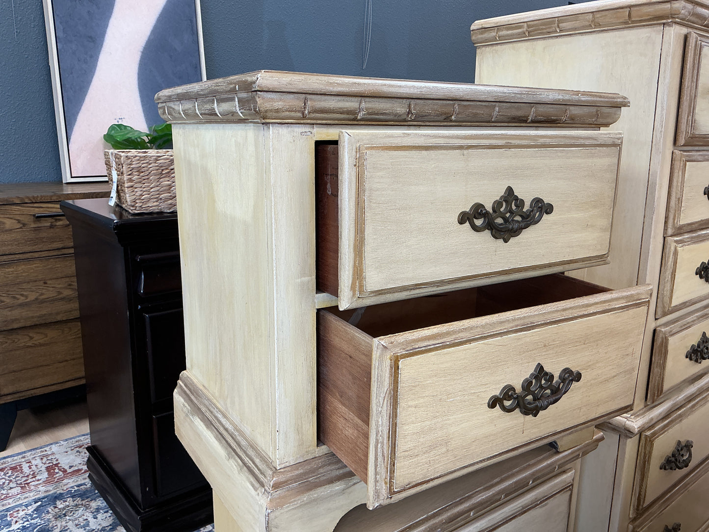 French Country Provincial 2-Drawer Nightstand
