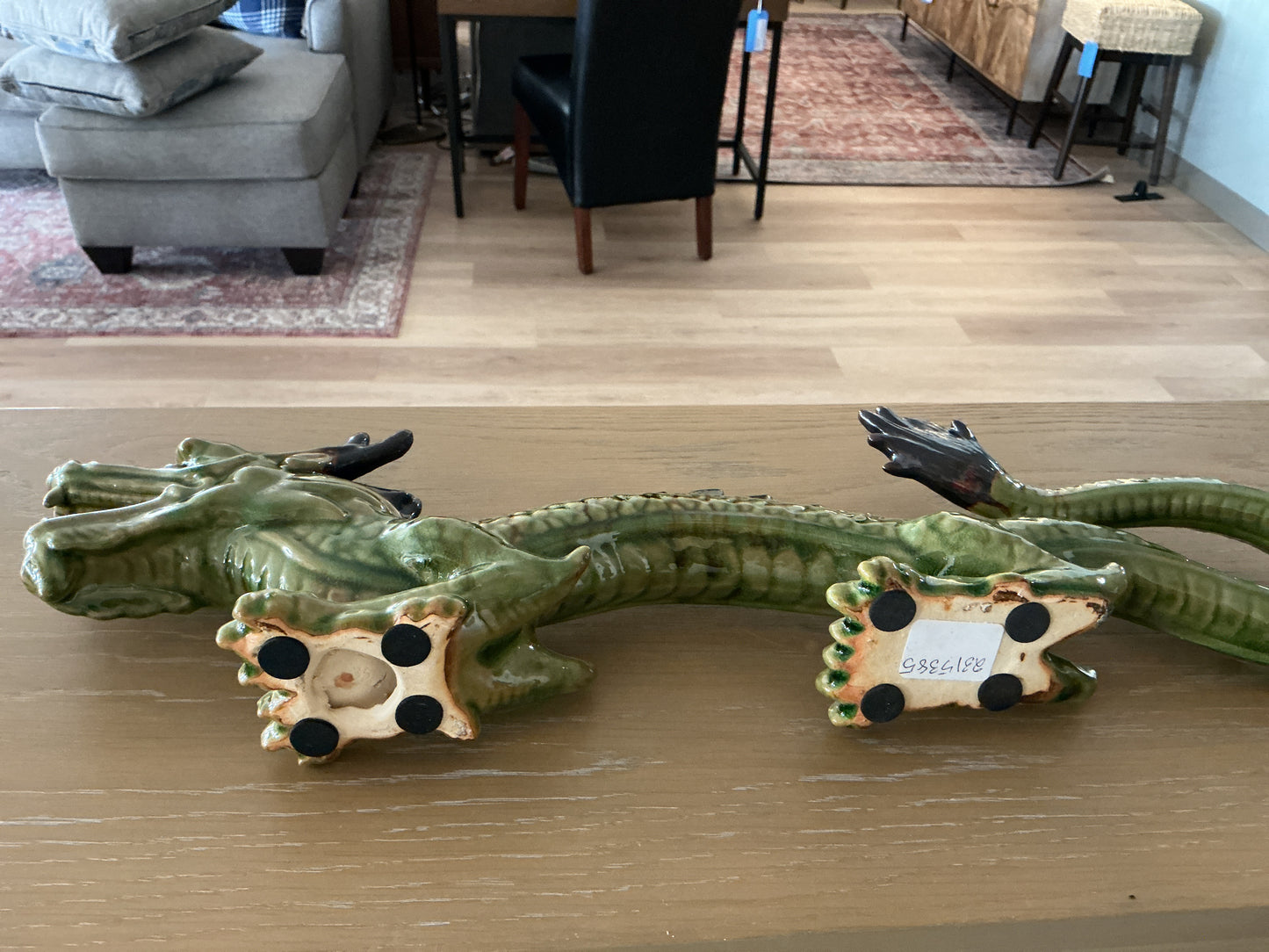 Vintage Mid-Century Ceramic Majolica Dragon Sculpture