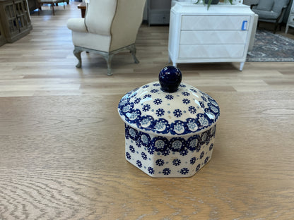 Vintage Polish Pottery Lidded Trinket Jar