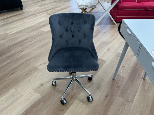 VINGLY  Grey Velvet Armless Desk Chair