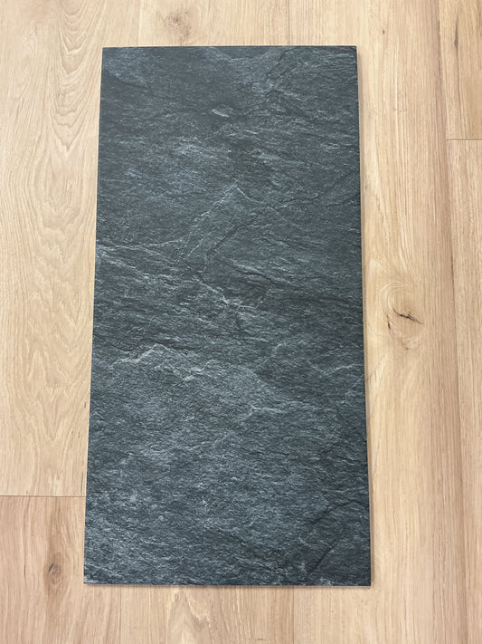 Sediment Slate Black Porcelain Floor/Wall Tile (12”x24”)