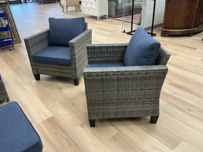 Metal Frame 5-Piece Rattan Outdoor Living Set