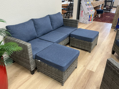 Metal Frame 5-Piece Rattan Outdoor Living Set