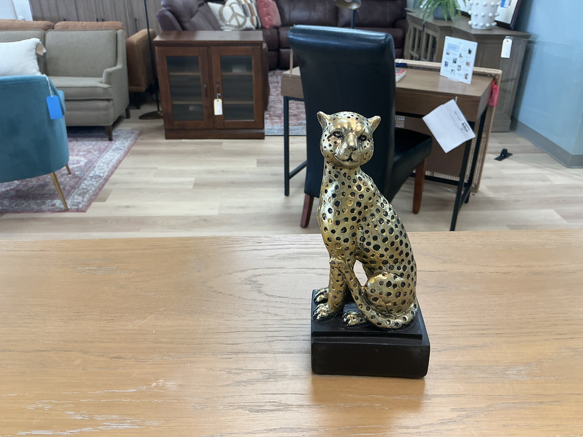 Gold Toned Mounted Cheetah Figure