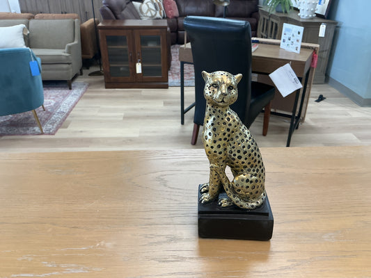 Gold Toned Mounted Cheetah Figure